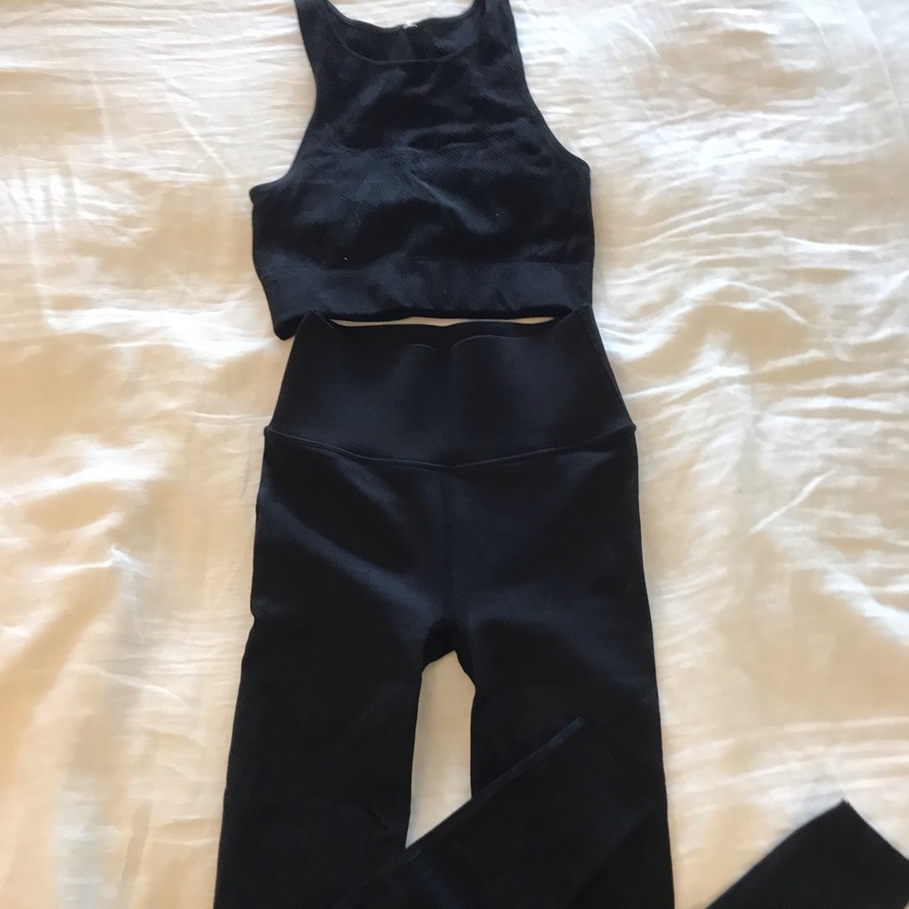 Black Fabletics set with leggings & sports bra